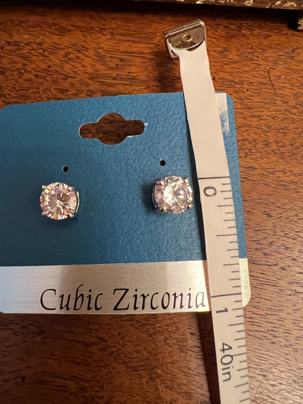 Cubic Zirconia Round Stud Earrings - Clear Crystal Silver Tone